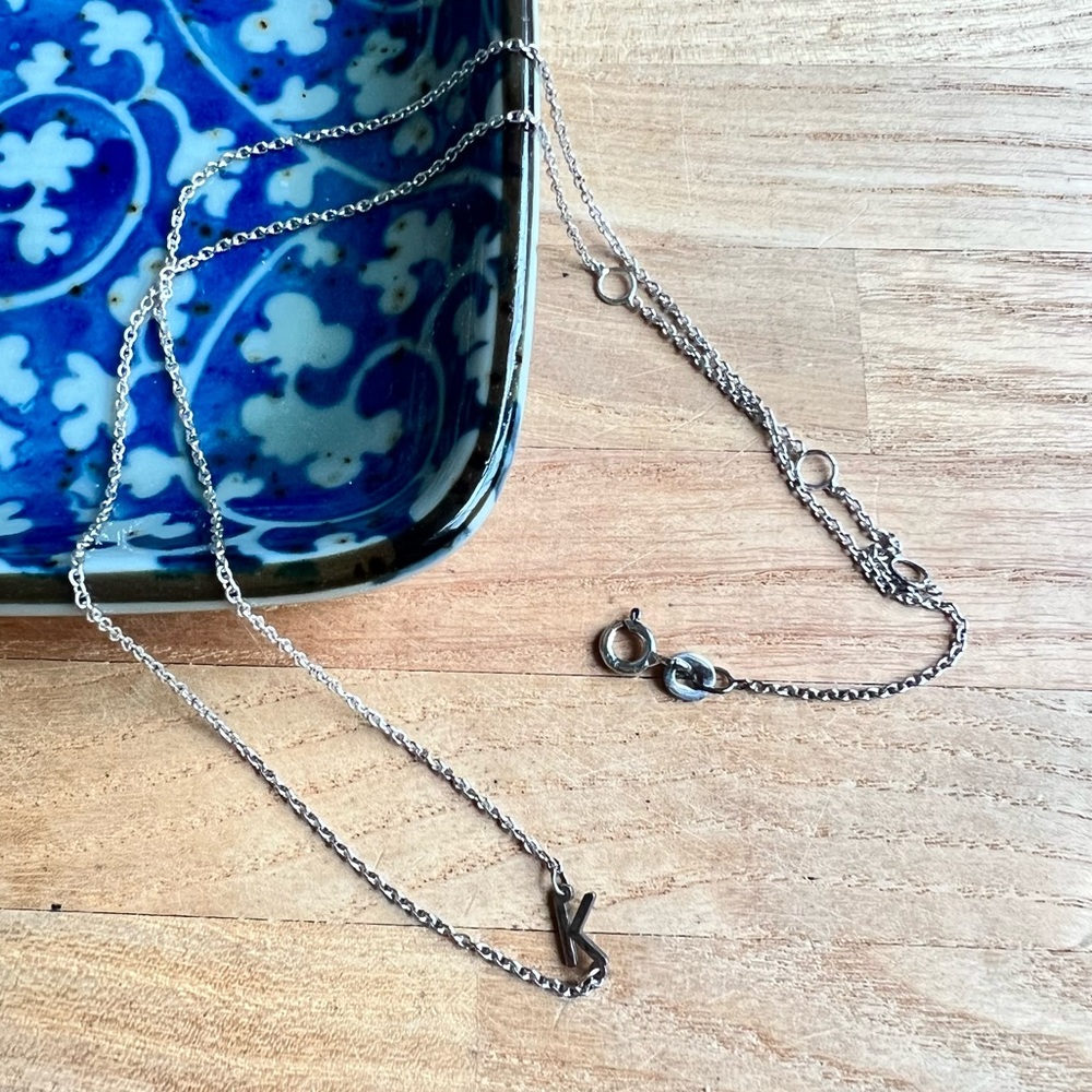 925 Sterling silver sideways letter K necklace